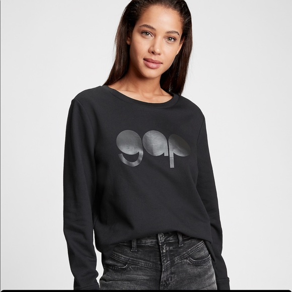GAP Factory Tops - NWT Gap Lpogo Crewneck Sweatshirt True Black Medium